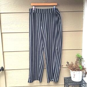 Ashley Blue black pinstripe pants black white wide leg 3x